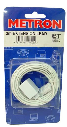 Telephone Extension Lead  Metron 3Mts